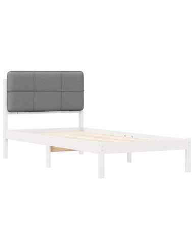 Letto con Testiera Rivestita Grigio chiaro 75 x 190 cm