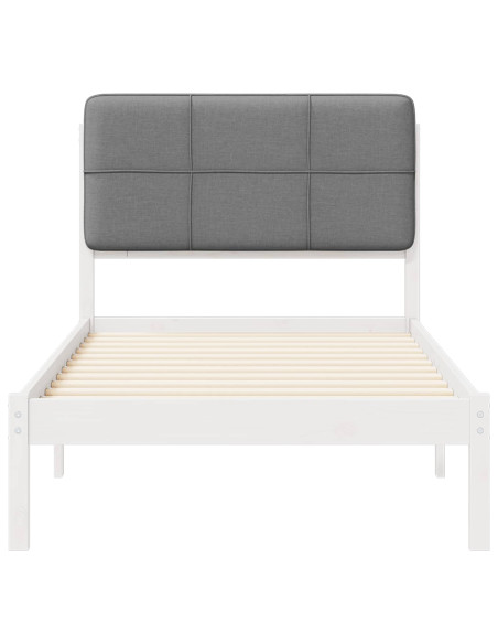 Letto con Testiera Rivestita Grigio chiaro 75 x 190 cm