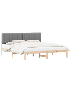 Letto con Testiera Rivestita Grigio chiaro 180 x 200 cm 2