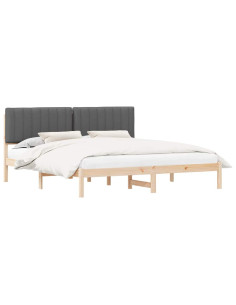 Letto con Testiera Rivestita Grigio scuro 180 x 200 cm 2