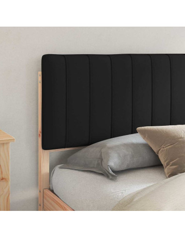 Letto con Testiera Rivestita Nero 180 x 200 cm Pino massello