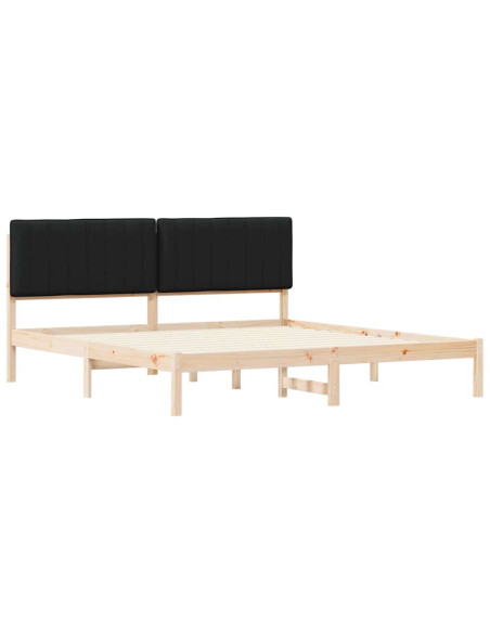 Letto con Testiera Rivestita Nero 180 x 200 cm Pino massello