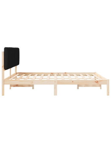 Letto con Testiera Rivestita Nero 180 x 200 cm Pino massello