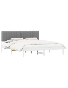 Letto con Testiera Rivestita Grigio chiaro 180 x 200 cm 2