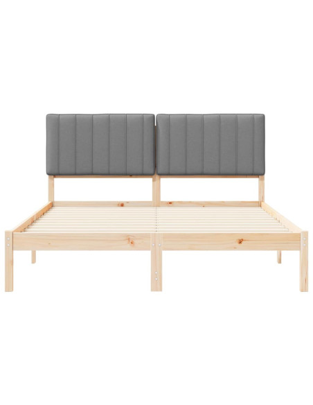Letto con Testiera Rivestita Grigio chiaro 160 x 200 cm