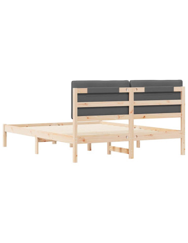 Letto con Testiera Rivestita Grigio scuro 160 x 200 cm