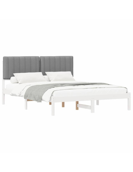 Letto con Testiera Rivestita Grigio chiaro 160 x 200 cm