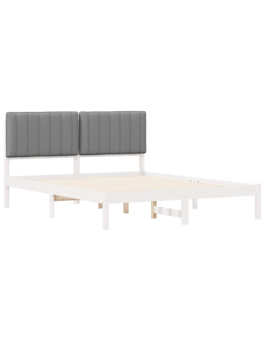 Letto con Testiera Rivestita Grigio chiaro 160 x 200 cm