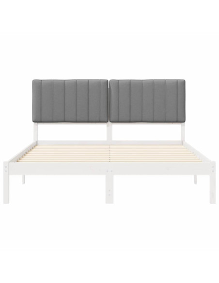 Letto con Testiera Rivestita Grigio chiaro 160 x 200 cm