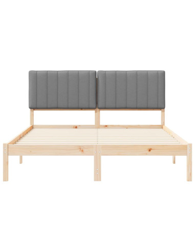 Letto con Testiera Rivestita Grigio chiaro 150 x 200 cm