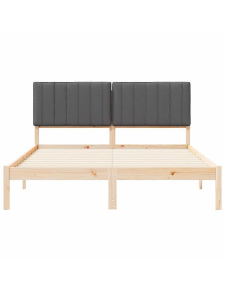 Letto con Testiera Rivestita Grigio scuro 150 x 200 cm