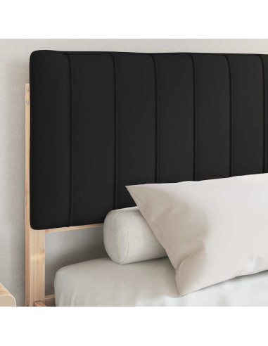 Letto con Testiera Rivestita Nero 150 x 200 cm Pino massello