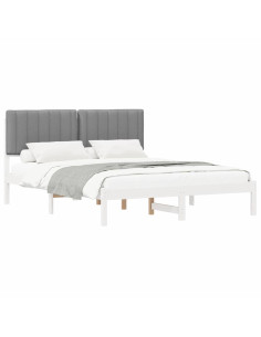 Letto con Testiera Rivestita Grigio chiaro 150 x 200 cm 2