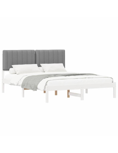 Letto con Testiera Rivestita Grigio chiaro 150 x 200 cm