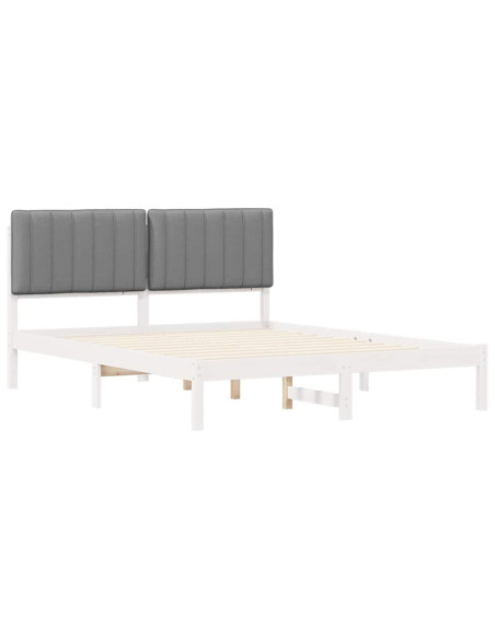 Letto con Testiera Rivestita Grigio chiaro 150 x 200 cm