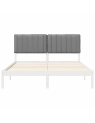 Letto con Testiera Rivestita Grigio chiaro 150 x 200 cm
