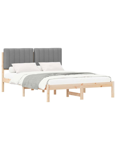 Letto con Testiera Rivestita Grigio chiaro 140 x 200 cm