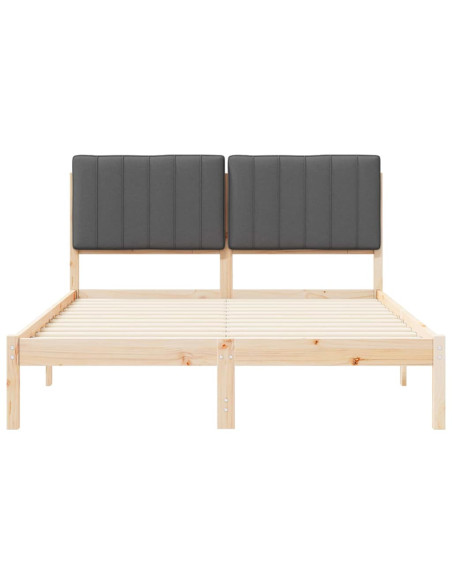 Letto con Testiera Rivestita Grigio scuro 140 x 200 cm
