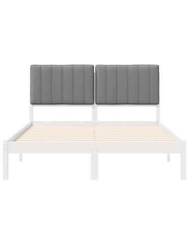 Letto con Testiera Rivestita Grigio chiaro 140 x 200 cm