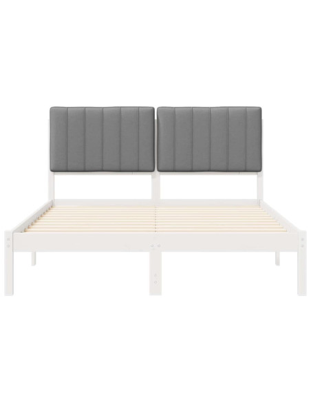 Letto con Testiera Rivestita Grigio chiaro 140 x 200 cm