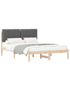 Letto con Testiera Rivestita Grigio scuro 140 x 190 cm 2