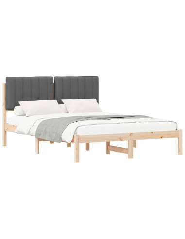 Letto con Testiera Rivestita Grigio scuro 140 x 190 cm
