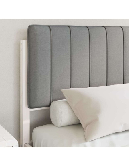 Letto con Testiera Rivestita Grigio chiaro 140 x 190 cm