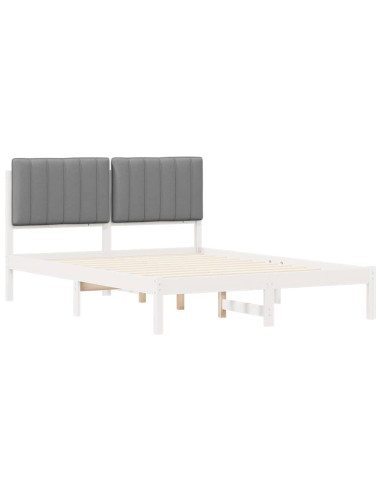 Letto con Testiera Rivestita Grigio chiaro 140 x 190 cm