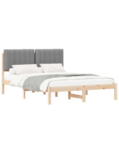 Letto con Testiera Rivestita Grigio chiaro 135 x 190 cm 2