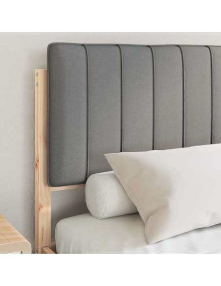 Letto con Testiera Rivestita Grigio chiaro 135 x 190 cm