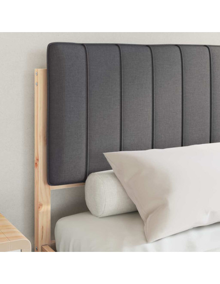 Letto con Testiera Rivestita Grigio scuro 135 x 190 cm