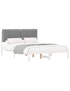 Letto con Testiera Rivestita Grigio chiaro 135 x 190 cm 2