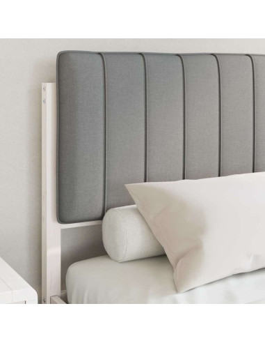 Letto con Testiera Rivestita Grigio chiaro 135 x 190 cm