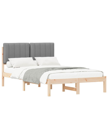 Letto con Testiera Rivestita Grigio chiaro 120 x 190 cm