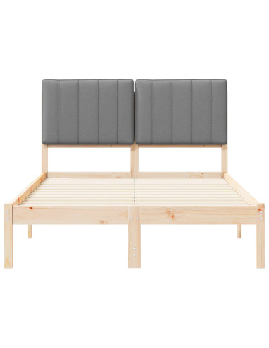 Letto con Testiera Rivestita Grigio chiaro 120 x 190 cm