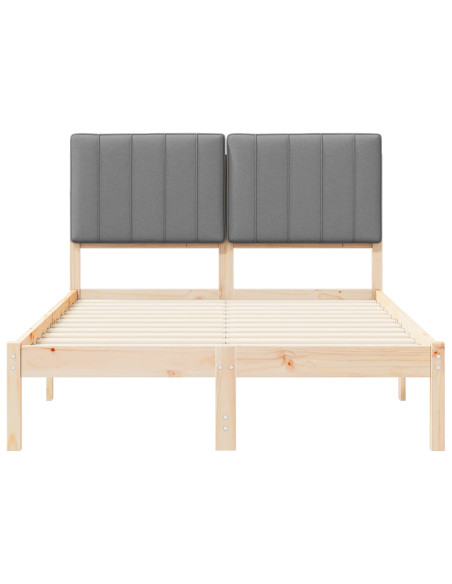 Letto con Testiera Rivestita Grigio chiaro 120 x 190 cm