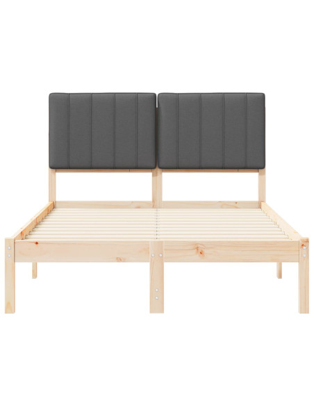 Letto con Testiera Rivestita Grigio scuro 120 x 190 cm