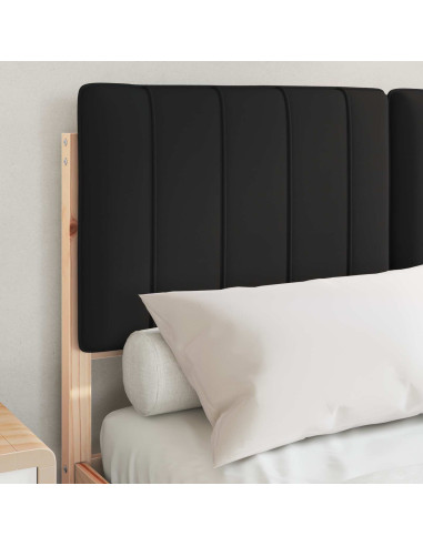 Letto con Testiera Rivestita Nero 120 x 190 cm Pino massello
