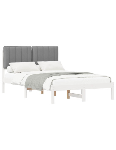 Letto con Testiera Rivestita Grigio chiaro 120 x 190 cm