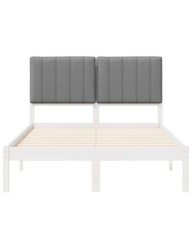 Letto con Testiera Rivestita Grigio chiaro 120 x 190 cm