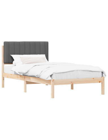 Letto con Testiera Rivestita Grigio scuro 100 x 200 cm