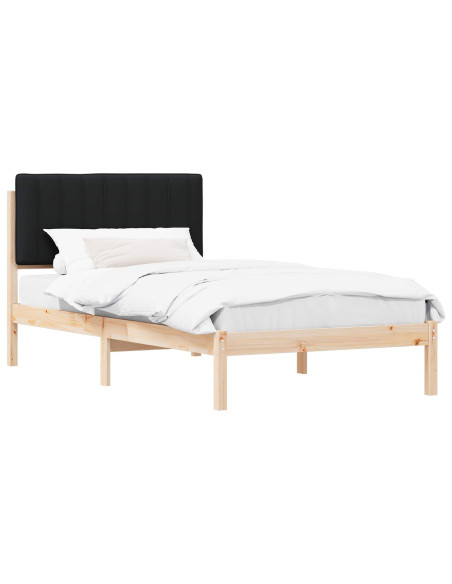 Letto con Testiera Rivestita Nero 100 x 200 cm Pino massello