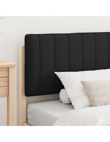 Letto con Testiera Rivestita Nero 100 x 200 cm Pino massello