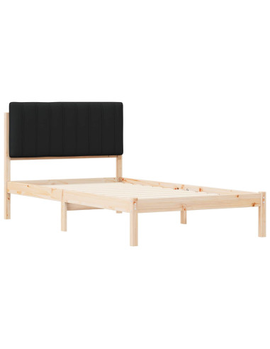 Letto con Testiera Rivestita Nero 100 x 200 cm Pino massello