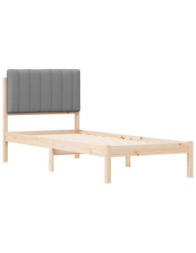 Letto con Testiera Rivestita Grigio chiaro 80 x 200 cm