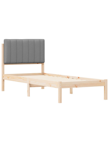 Letto con Testiera Rivestita Grigio chiaro 80 x 200 cm