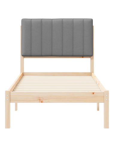 Letto con Testiera Rivestita Grigio chiaro 80 x 200 cm