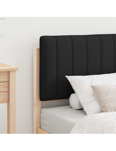 Letto con Testiera Rivestita Nero 80 x 200 cm Pino massello