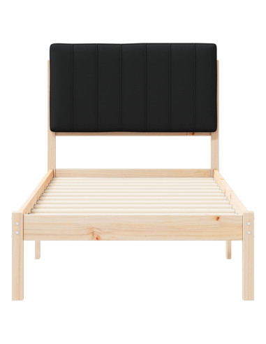 Letto con Testiera Rivestita Nero 80 x 200 cm Pino massello