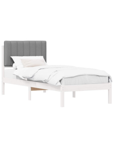 Letto con Testiera Rivestita Grigio chiaro 80 x 200 cm